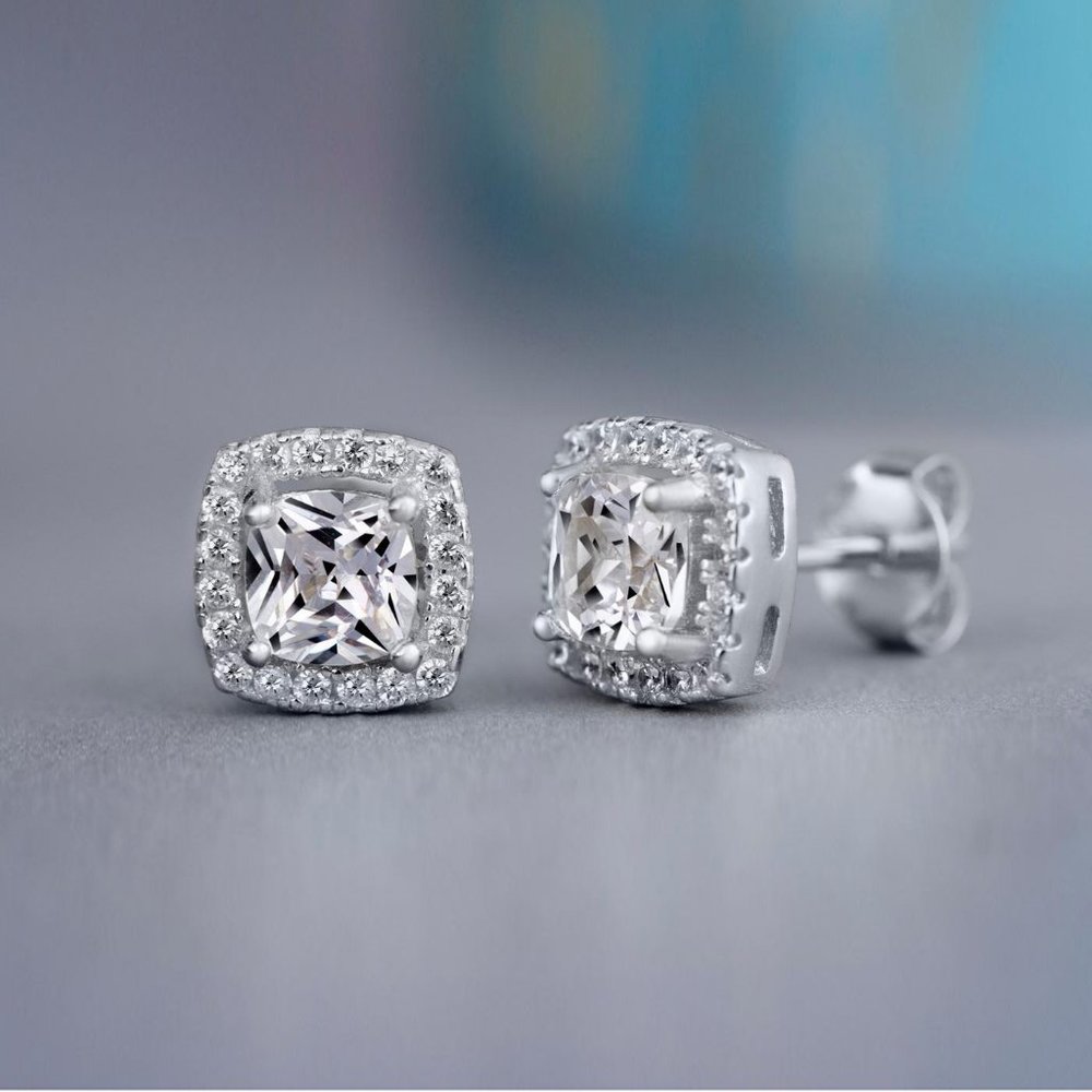 New Women's 925 Silver Diamond Girl's Earrings - Picture 2 of 3
